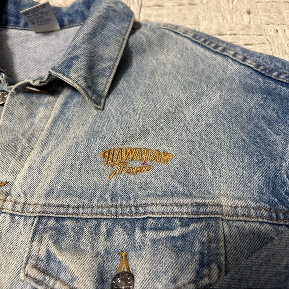 Hawaiian Tropic VINTAGE Denim Jacket Embossed Adult Sz Medium Employee Promo - Picture 4 of 8